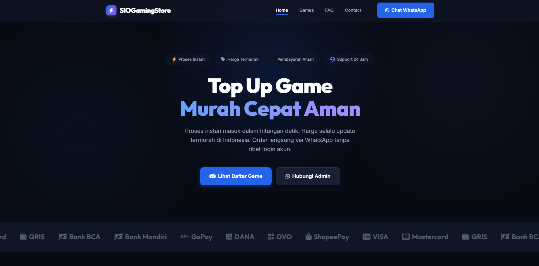 SIOGamingStore - Sistem Top Up Game Online